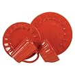 Laurie Gates 53051 16-Piece Signature Living Amelie Dinnerware Set, Red