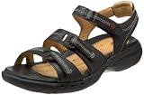 Clarks Unstructured Women's Un.Port Sandal,Black Leather,5.5 M US