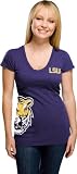 LSU Tigers Women's Purple Cossett Mascot Deep V-Neck Tee