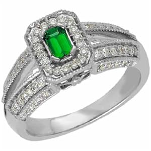 14K White Gold Antique Style Diamond Engagement Ring (Center Gemstone is not inlcuded)