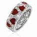 Sterling Silver Red Enamel and Simulated Diamond CZ Ring