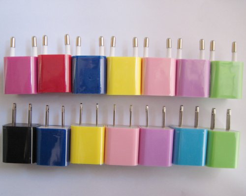 Red USB Cable Power Adapter (Wall Charger Adaptor with fixed blades) for Apple iPod, iPhone, iPhone 3G, iPhone 4,Touch, Shuffle, Nano, Classic-American specification plug