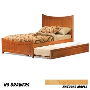 Manhattan Platform Bed Full with Matching Foot Board with Trundle (Natural Maple) (48.25\”H x 56.38\”W x 78.88\”D)