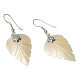 Susie's Choice Leaf Cut White Shell Dangle Earrings