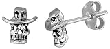 Tiny Sterling Silver Skull Stud Earrings by 