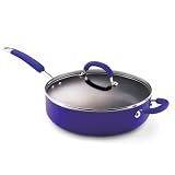 Rachel Ray 6-Quart Porcelain-Enamel Deep Saute Pan, Blue