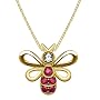 10k Yellow Gold Created Ruby Bee Pendant, 18"