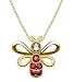 10k Yellow Gold Created Ruby Bee Pendant, 18"