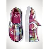 ポロ ラルフローレン kids 【 POLO RALPH LAUREN】 子供靴 バルハーバー リピート マルチポニーキャンバススニーカー ピンク格子縞 (8(14cm))
