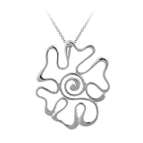 Sterling Silver Tarnish-Free Open Modern Art Flower Pendant, 18