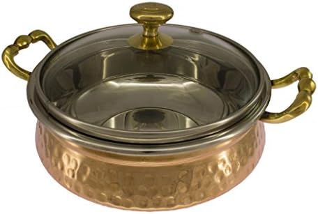 Tiger54 Premium Dinnerware Hammered Copper Glass-Top Serving Bowl 500ml