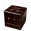 Dark Brown Leather Cube Ottoman By Wholesale Interiors