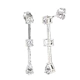 0.70 Carat Cubic-zirconia Sterling Silver 3 Stone Earrings