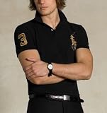 「(ポロ ラルフローレン)POLO RALPH LAUREN メンズ ビッグポニー ポロシャツ カスタムフィット ブラックxゴールド 並行輸入品」の画像