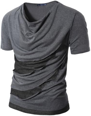 Doublju Men's Layered Shirring T-shirts
