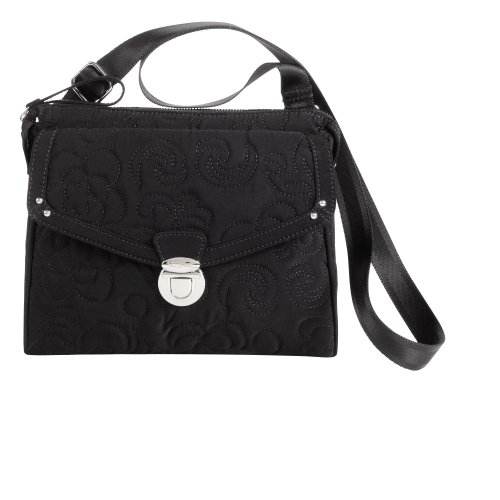 Vera Bradley Pushlock Crossbody Black Microfiber
