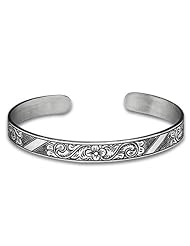 Sterling Silver Floral Northwest Coast Native American Bracelet. Made in USA.