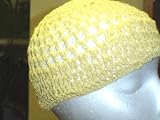 p107, Hand crochrted yellow gimp Skull Cap for Women nd Teen