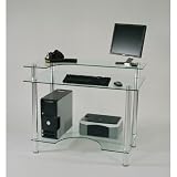 Tempered Glass Computer Desk (Clear Glass) (30" H x 43" W x 24" D)