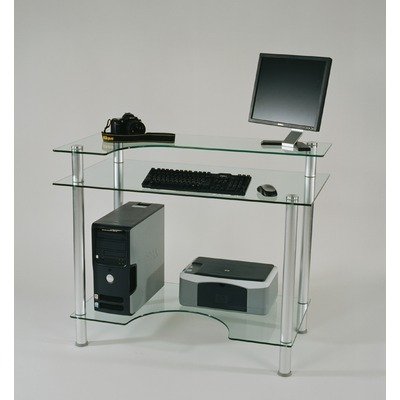 Tempered Glass Computer Desk (Clear Glass) (30