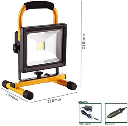 RANTOON 20w Portable Rechargeable Work Light Floodlight Black Light House Yellow Bracket