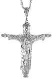 Sterling Silver 3 7/8 (98 mm) Diamond Cut Crucifix Pendant