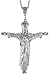 Sterling Silver 3 7/8 (98 mm) Diamond Cut Crucifix Pendant