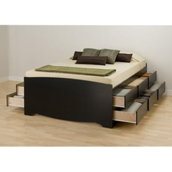 Prepac Sonoma Tall Queen Platform Storage Bed, Black