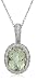 14k White Gold Green Amethyst and Pave Diamond Pendant