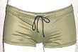 Olive Drawstring Square-Cut Boy-Short with Seamless Front