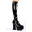 5 Inch Trendy Gothic Knee High Boot Platform Knee Boots Black Stretch Patent