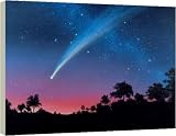Artwork of comet Hale-Bopp over a tree landscape - 16 Inch Canvas Print (40cm) by Science Photo Library