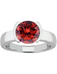 1.35 Ct Round Cognac Red SI1/SI2 Diamond 18K White Gold Ring
