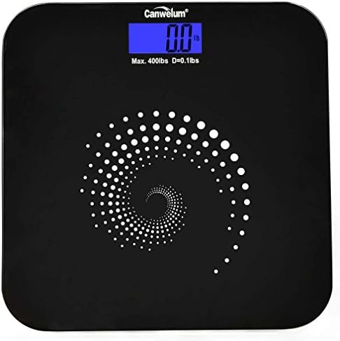 Canwelum "Smart Step-on &amp; Auto-off" User-friendly Precision Digital Bathroom Scale, Digital Body Scale, Body Weight Scale with Fashionable Style (Black)