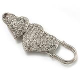 Vintage Swarovski Crystal Heart Pin Brooch (Silver Finish)