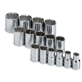 SK 4122 15 Piece 1 2-Inch Drive 12 Point 3 8-Inch to 1-1 4-Inch Standard Socket Set by SK Hand Tool