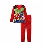 プリントパジャマ長袖　(MARVEL ヒーロー大作戦)（レット）90cm～130cm　春夏秋　薄手綿100％ レッド/90ｃｍ～130ｃｍ６点セット 【1点】