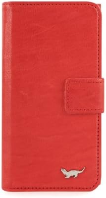 ForestGreen Genuine Lamskin Wallet Case for iPhone 5 and iPhone 5s - Retail Packaging - Red