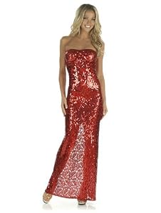 Sexy Red Tube Style Sequin Gown - Small