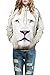 CHICOCO Big Pockets Drawstring Pullover Hoodie Sweatshirt(White Lion,Large)