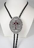 Diamondcut Red Enamel Cross  Religious Bolo Tie