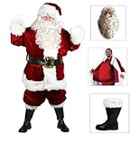 IMAGE OF Majestic Santa Suit (Size 58-62) Costume including Santa Belly, Santa Adult Boots (Small 8-9) and Santa Deluxe Wig & Beard
