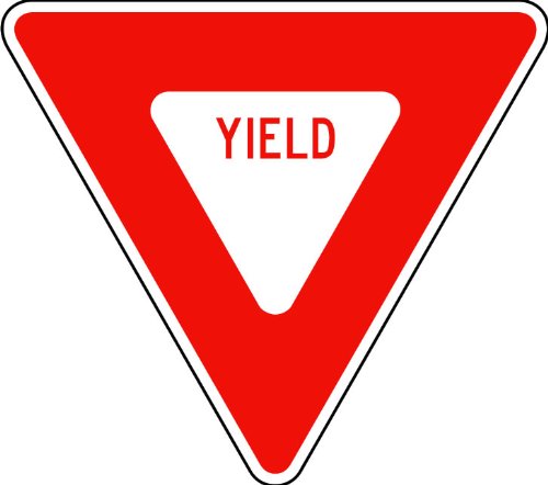 Street & Traffic Sign Wall Decals - Red Yield Sign - 12 inch Removable Graphic