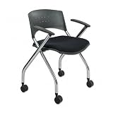 Safco 3481BL xtc. Folding Nesting Chairs, Black Fabric Upholstered Seat, Two/carton