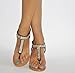 Twisted Women's Riley Faux Leather with Chainmail Diamond T-strap Low Wedge Sandal
