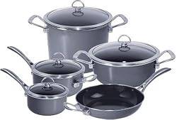 Chantal Copper Fusion 9 Piece Cookware Set, Platinum