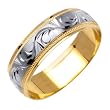14K Two Tone Gold and White Wedding Band Width 6.0mm