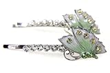 Floating Green Butterfly Hair Clip Barrette Jewelry