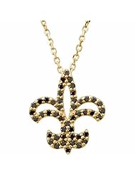 14K Yellow Gold Black Diamond Fleur de Lis Necklace - 0.25 Ct. -- LIFETIME WARRANTY