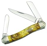 Case Cutlery 9318BR/E Engraved Butter Rum Medium Stockman Corelon Pocket Knife with Stainless Steel Blades, Yellow/Black